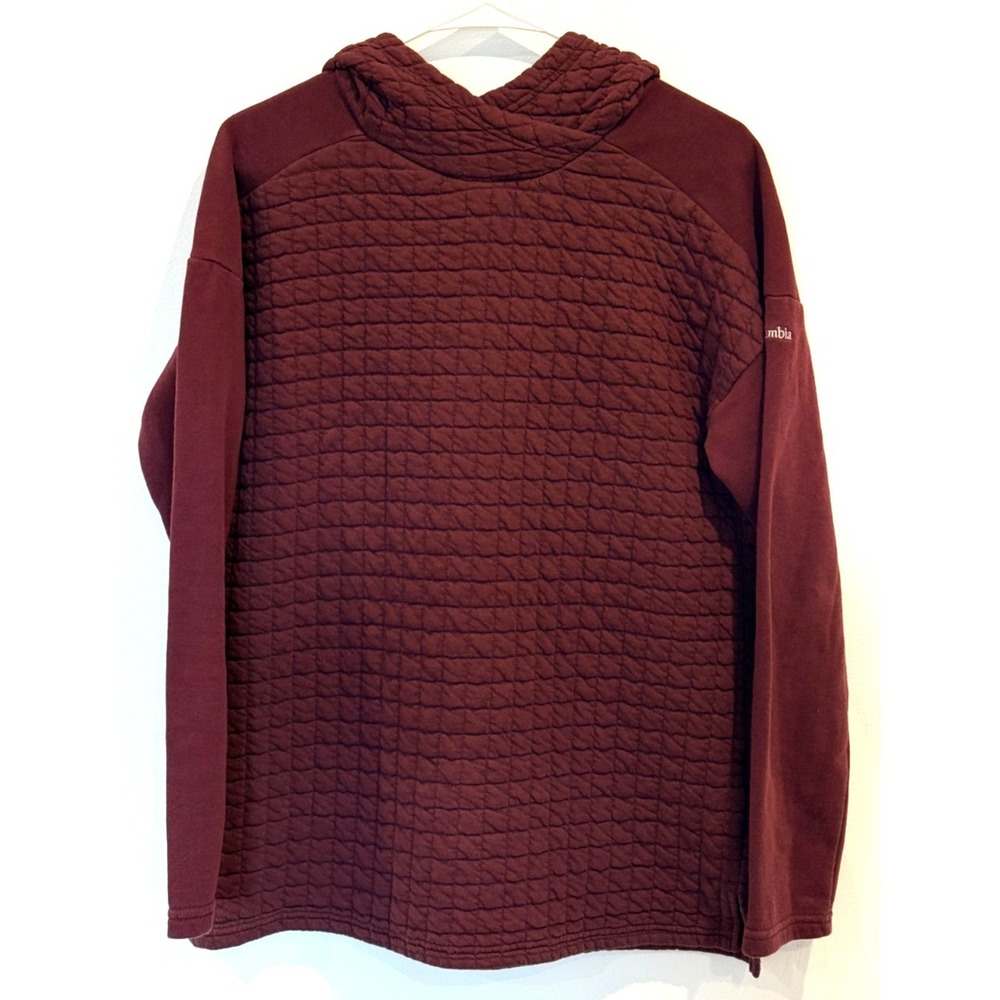 Columbia‎ Textured Grid hoodie Womens Medium Maroon Pullover Sweatshirt